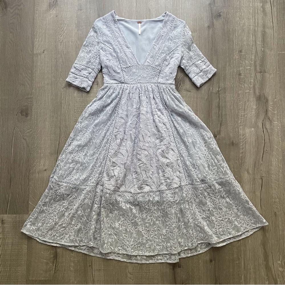 Free People Mountain Laurel Lace Crochet Dress Morning Mist